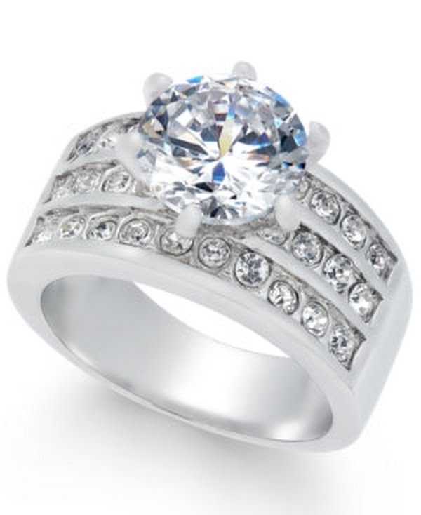 Charter Club Crystal Triple-Row Ring in Fine Silver or Gold Plate