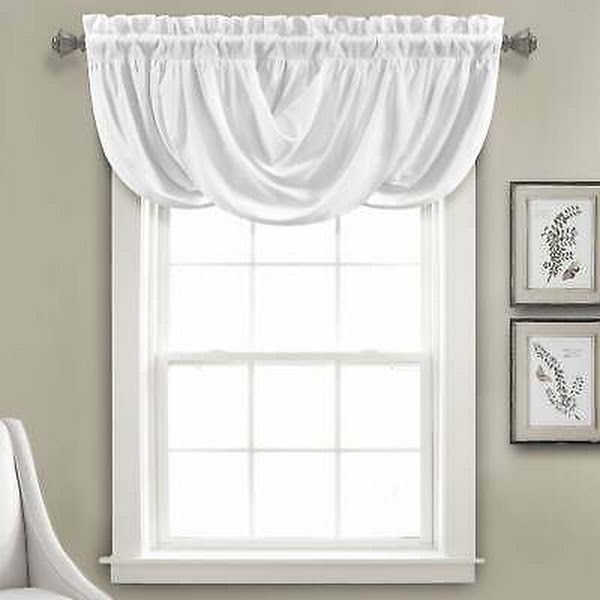 Lush Decor Lucia 18 X 42 Solid White 100% Polyester 3 Rod Pocket Valance