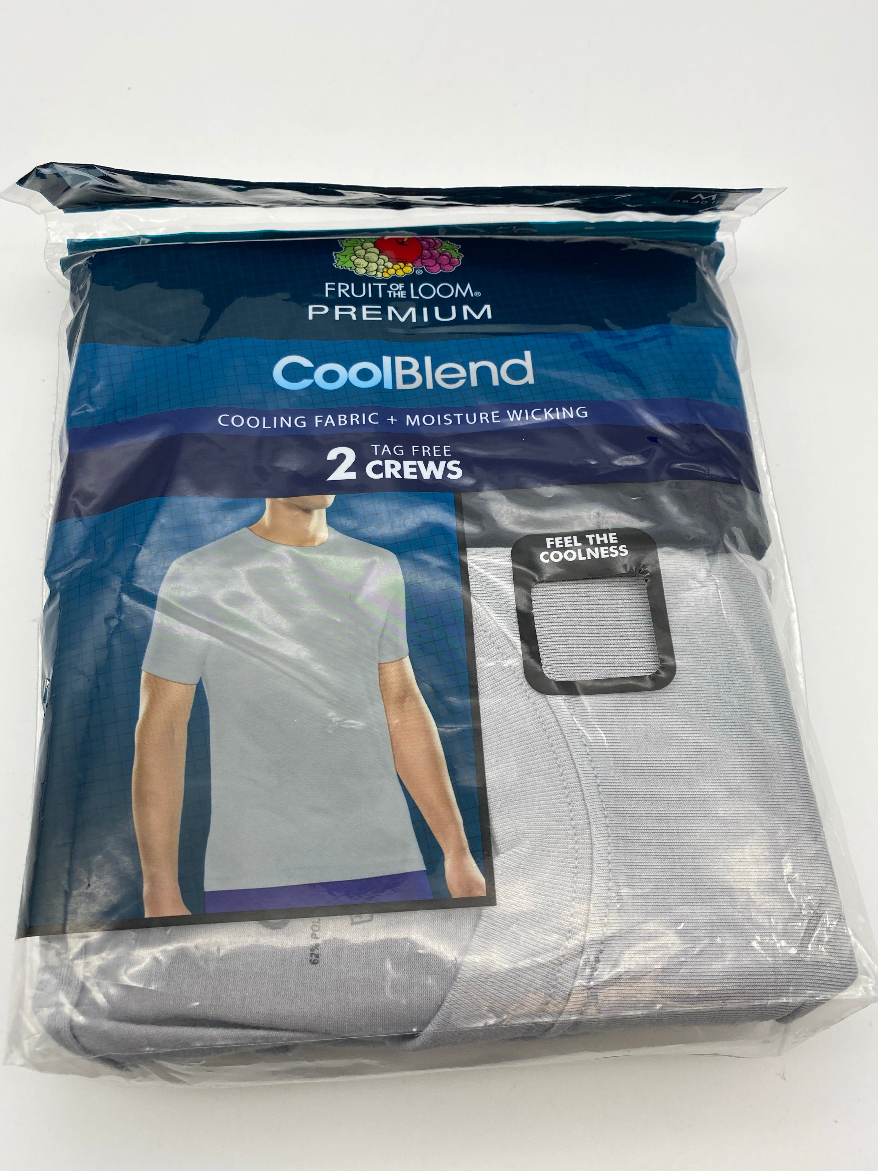 Fruit of the Loom Mens 2-Pack Premium Cool Blend Crew, Medium