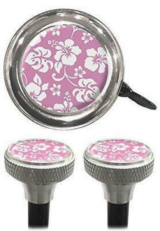 Clean Motion Pink Flowers Capperz Valve Stem Caps and Bell