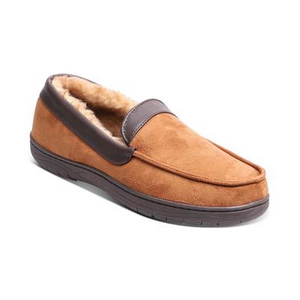 Haggar Men’s Faux-Shearling Venetian House Slippers