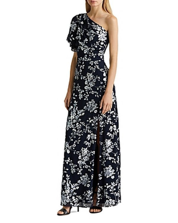 Lauren Ralph Lauren Floral Print One Shoulder Gown, Size 12