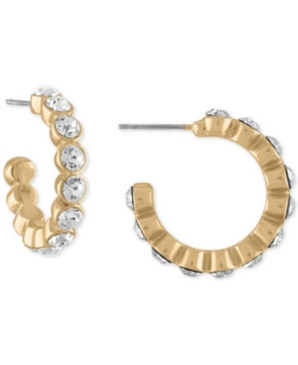 Rachel Rachel Roy Gold-Tone Small Pave Hoop Earrings, 1inch