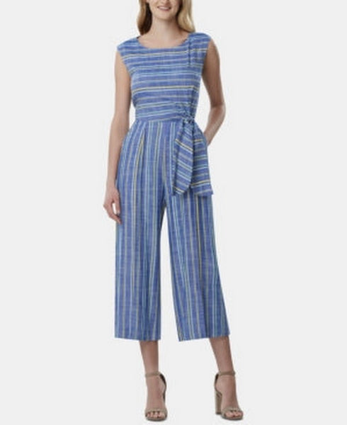 Tahari Asl Striped Cropped Jumpsuit,size 4