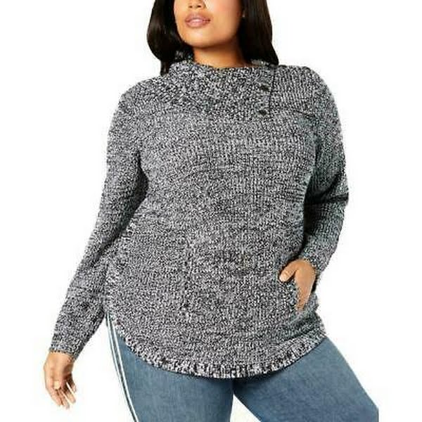 Style & Co. Womens Marled Envelope Neck Pullover Sweater