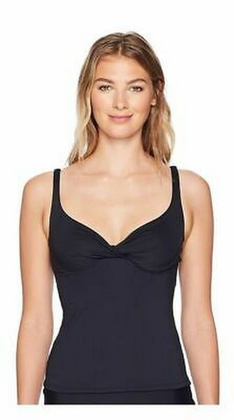 Bleu Rod Beattie Womens Over The Shoulder Twist Tankini Top, Black, 14