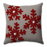 Pillow Perfect Country Home Snowflakes Grey/Red 15.5-inch Throw Pillow