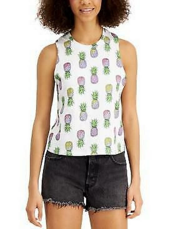 Rebellious One Juniors Printed Tank Top, Size Small