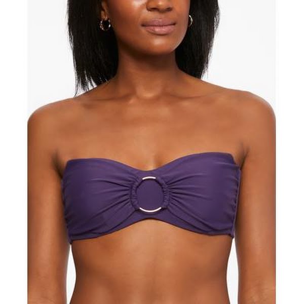 Bar III Mystical Purple Ring Bandeau Bikini Swim Top, Size Large