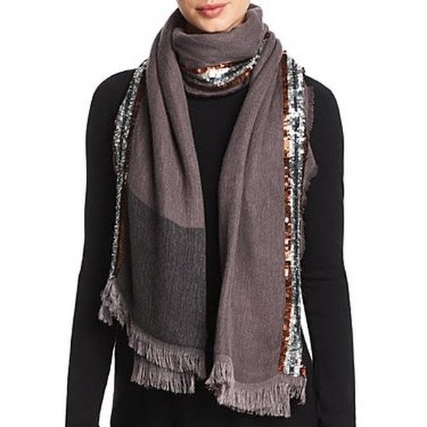 Echo Pleated Wrap Scarf Medium Gray, One Size