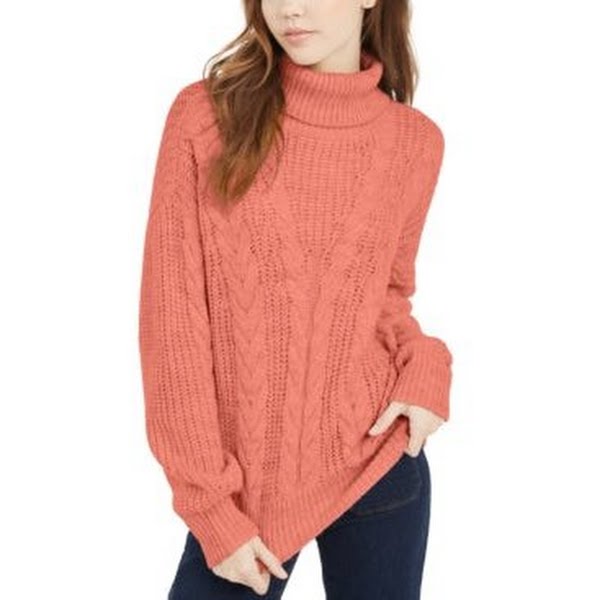 Crave Fame Juniors Turtleneck Cable Knit Sweater