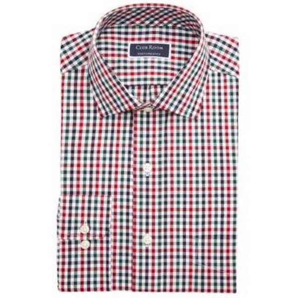 Club Room Mens Regular Fit Performance Stretch Dress Shirt - 17 32/33/ WHT Rust Claret Club Room Mens Regular Fit Performance Stretch Dress Shirt - 17 32/33/ WHT Rust Claret