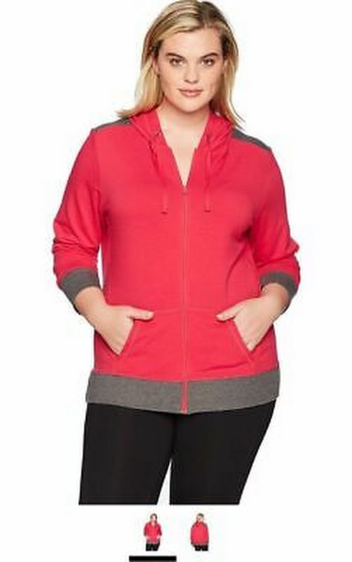 Just My Size Womens Plus Size Active French Terry Full-Zip Hoodie, 1X/16W