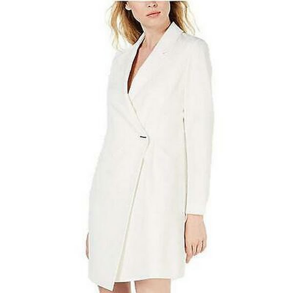 Bar III Solid Blazer Dress Washed White