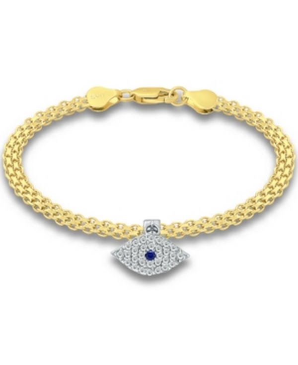 Giani Bernini Cubic Zirconia Evil Eye Charm Bismark Chain Bracelet