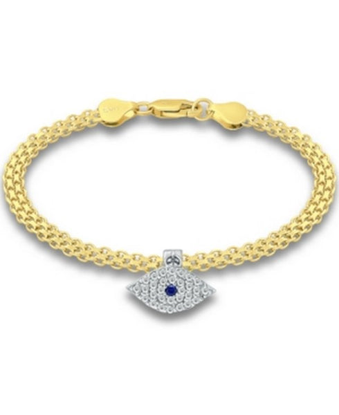 Giani Bernini Cubic Zirconia Evil Eye Charm Bismark Chain Bracelet