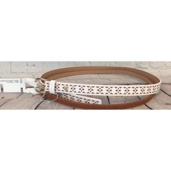 BCBG Generation Womens Set of 2 Belts, White-Brown, Size M