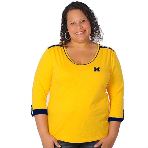 Ug Apparel Michigan Wolverines NCAA Womens Roll Up Top, Size XL