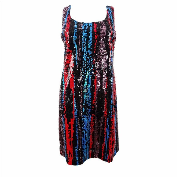 Calvin Klein Womens Sleeveless Sequin Sheath with Scoop Neck Dress, Size 4