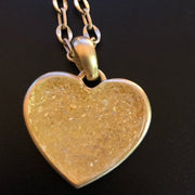 Lia Sophia Signed Gold Tone Faux Geode Heart Pendant 28 Necklace