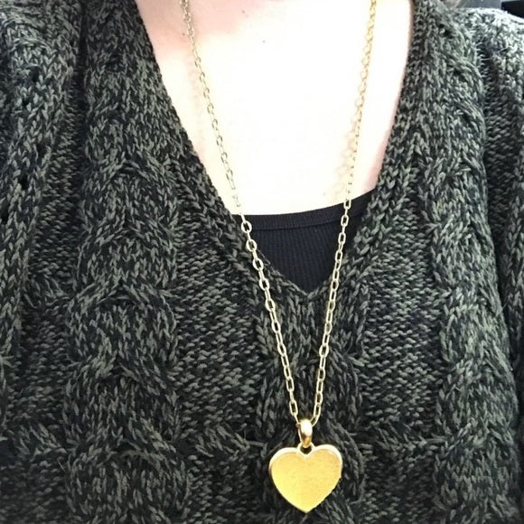 Lia Sophia Signed Gold Tone Faux Geode Heart Pendant 28 Necklace