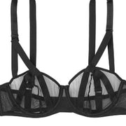 Victorias Secret Unlined Balconette Mesh Black Bra 34D