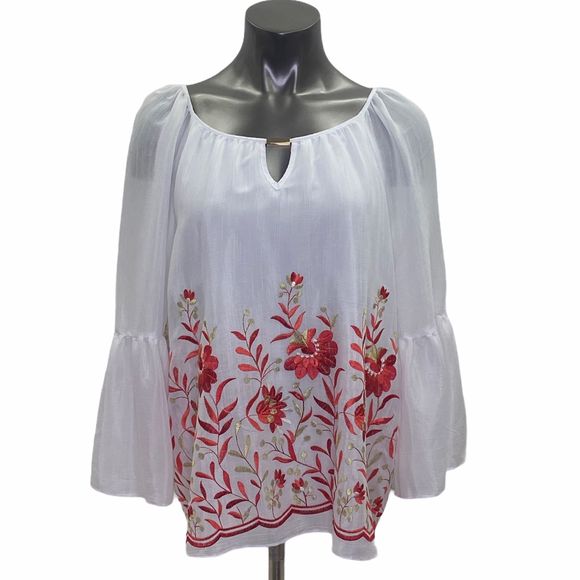 Thalia Sodi Embroidered Keyhole Top, Size Medium