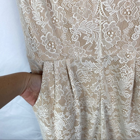 Bebe – Rita Romper – Cap Sleeve Scallop Lace, Size Small