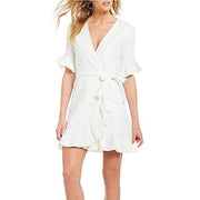 WAYF Women's Kaitlyn White Ruffle Wrap Dress, Size Small