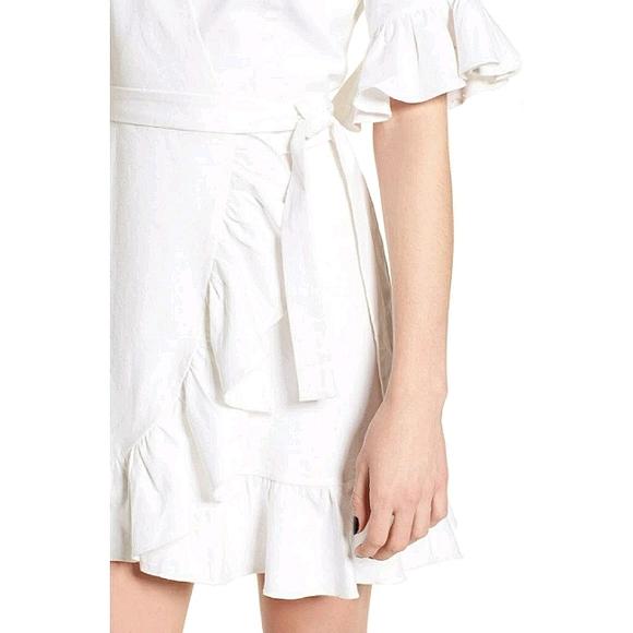 WAYF Women's Kaitlyn White Ruffle Wrap Dress, Size Small