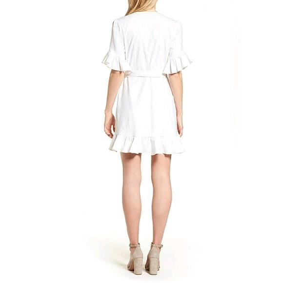 WAYF Women's Kaitlyn White Ruffle Wrap Dress, Size Small