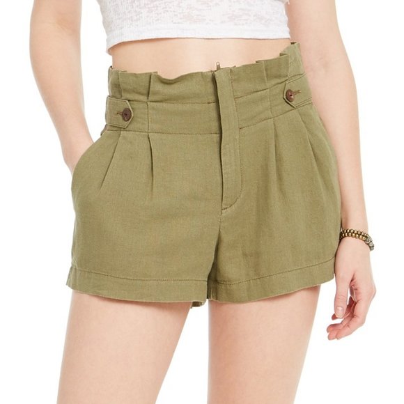 Rewash Juniors Button-Tab Paper-Bag Waist Shorts ,Size Large