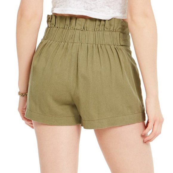 Rewash Juniors Button-Tab Paper-Bag Waist Shorts ,Size Large