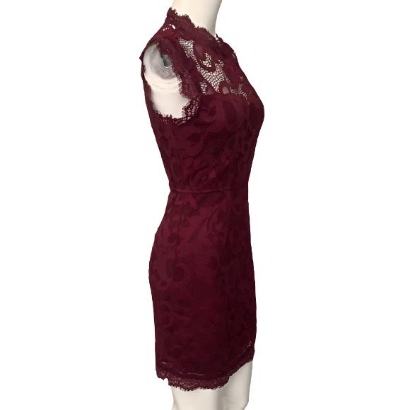 San Souci Wine Lace Bodycon Dress, Size Large