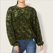 Freshman Juniors Camo Burnout Velvet Crop Sweatshirt Top, Choose Sz/Color