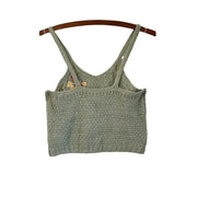 Crave Fame Womens Sage Green Open Knit Soft Embroidered Floral Crop Tank Top XL
