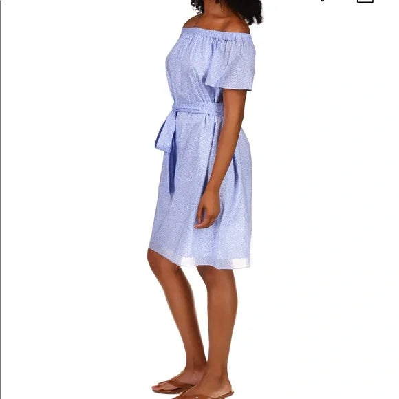 Michael Michael Kors Cotton Spring Bud Off-the-Shoulder Dress, Size Medium