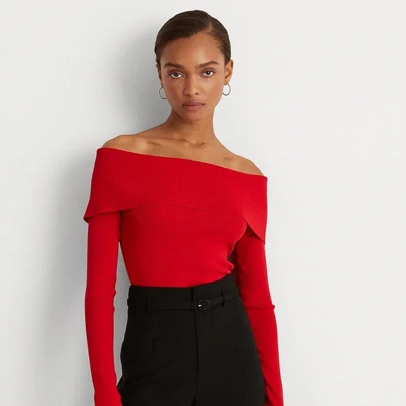 Lauren Ralph Lauren Off-the-Shoulder Sweater – Lipstick Red