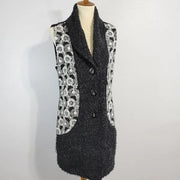 Vintage Sioni Floral Mohair Wool-Blend V-Neckline Vest, Size Medium
