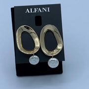 Alfani Gold-Tone Link and Imitation Pearl Drop Earrings