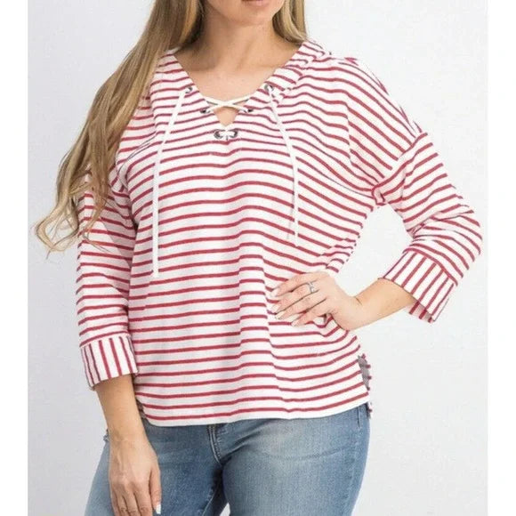 Style and Co Striped Lace-up Hoodie