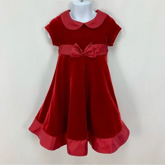 Good Lad of Philadelphia Girls Red Velvet Holiday Dress, Size 4