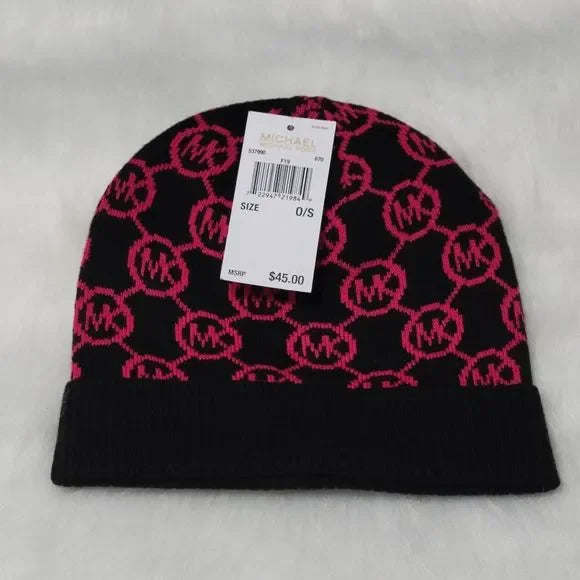 Michael Michael Kors Colorblocked Knit Beanie Hat – Dark Ruby