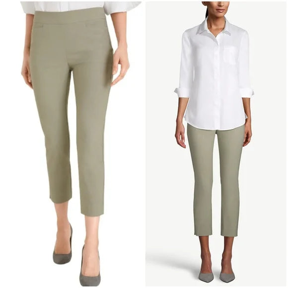 Chicos So Slimming Brigitte Side-Vent Slim Cropped Pants Olive Green, Vanessa Jane Chicos So Slimming Brigitte Side-Vent Slim Cropped Pants Olive Green, Vanessa Jane