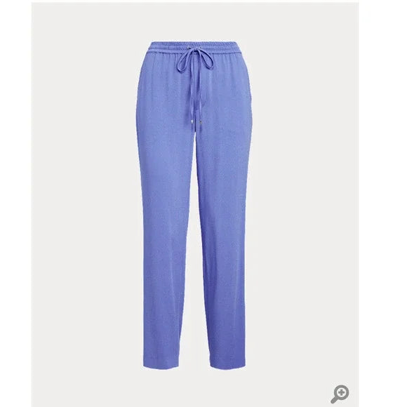 Lauren Ralph Lauren Cropped Georgette Pants – Blue Loch, Size Large