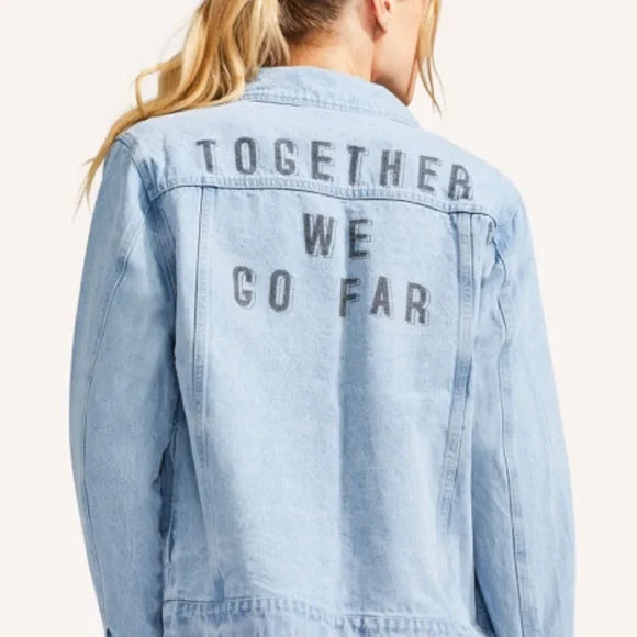 Peloton Denim Jean Jacket Lt Wash,  Together We Go Far, Size L