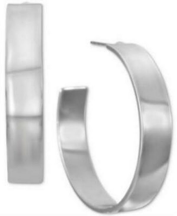 Alfani Silver-Tone Medium Wide Open Hoop Earrings