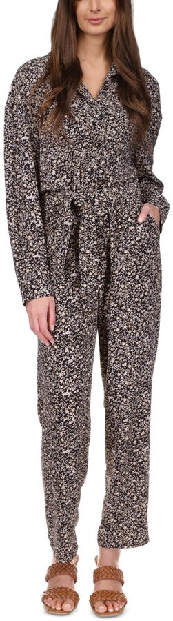 Michael Michael Kors Ditsy-Print Tie-Waist Jumpsuit, Size XL