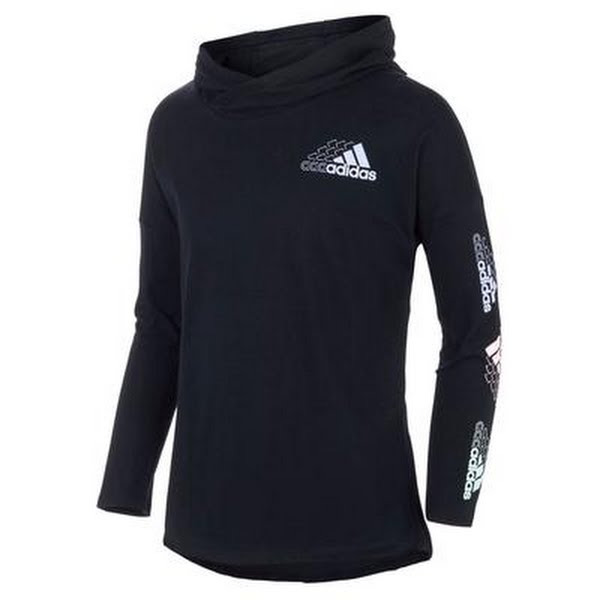 Adidas Little Girls Hooded Logo Graphic Long-Sleeve Tee, Size 6