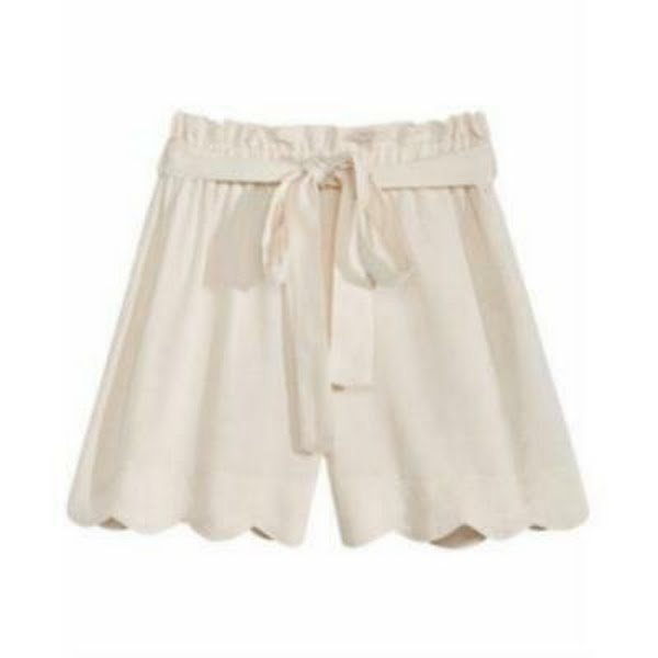 Monteau Big Girls Linen Scallop Hem Shorts, Size Small